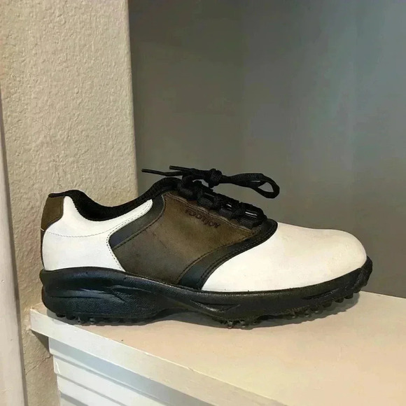 FootJoy Soft Spike Oxford Golf Cleat Shoe 45020 White Leather Youth Size 6Y - Picture 2 of 11